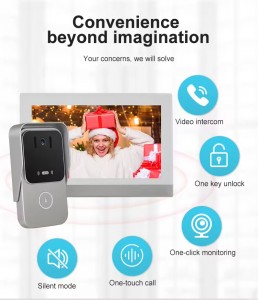 CAT5 Digital IP POE Smart Doorbell Intercom Kit Tuya Smart IP Door Bell Camera Touch Screen 7 Inch Audio Video Intercom System