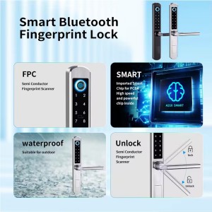 Waterproof Stainless Steel 304 TTLock App Fingerprint Password Keyless Entry Smart Sliding Aluminum Door Lock