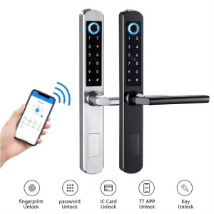 Waterproof Stainless Steel 304 TTLock App Fingerprint Password Keyless Entry Smart Sliding Aluminum Door Lock