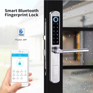 Waterproof Stainless Steel 304 TTLock App Fingerprint Password Keyless Entry Smart Sliding Aluminum Door Lock